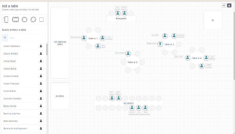 Create a table plan and seat guests Table Planner Module Screenshot