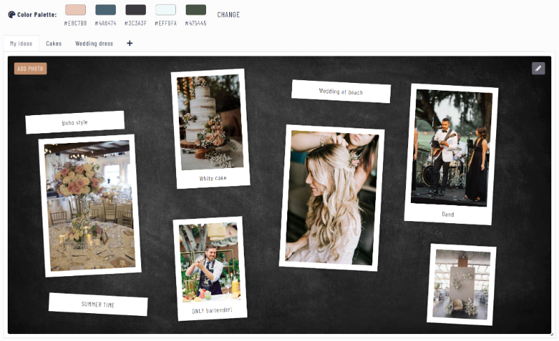 Your wedding vision, color palette, ideas Wedding Vision Screenshot