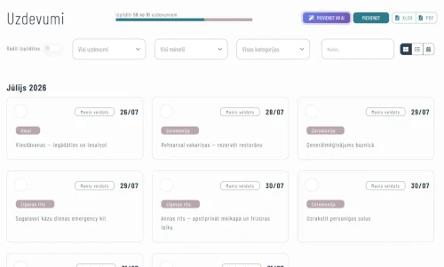 Скриншот свадебных заданий